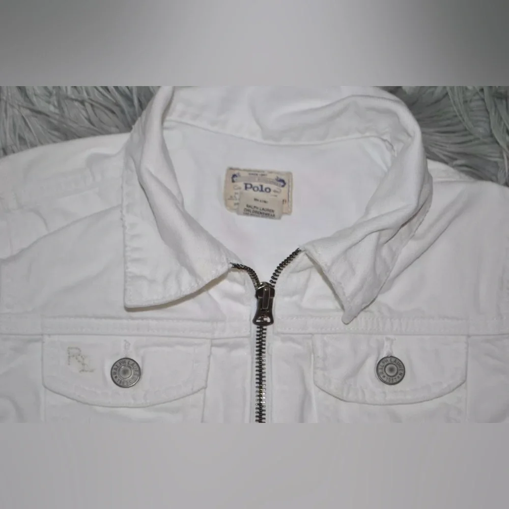 POLO RALPH LAUREN White Denim Jean Jacket M 10-12 Girls